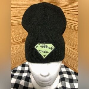 🌚DC Comics Black Beanie with Green Glowing Superman Symbol